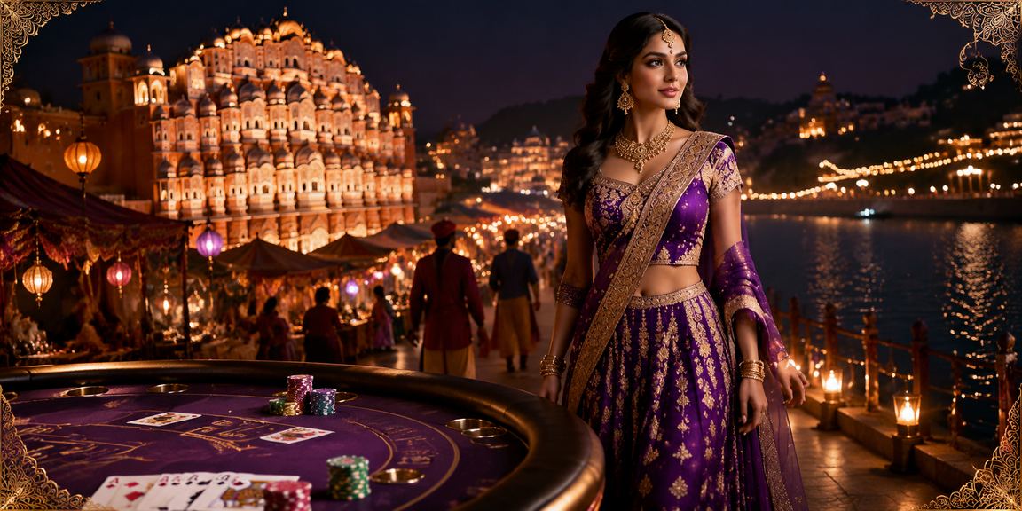 Evening view of Jaipur market with sports and gaming highlights including cricket betting